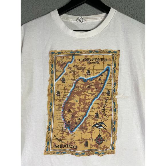 Yazbek‎ Mexico Souvenir T-Shirt Map Graphic Tee Large White Cotton - Picture 3 of 8